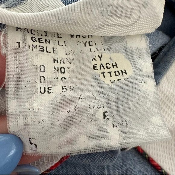 Vintage 1980s Bonnie Jean Girls size 5 Cherry Chambray School Dress Plaid Blue - Picture 4 of 6